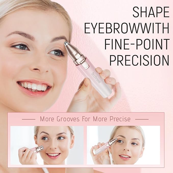 Rechargeable Facial Hair Remover for Women: 2-in-1 Device for Shaping Eyebrows and Removing Face Peach Fuzz (Gradient Pink)-Velvo Beauty