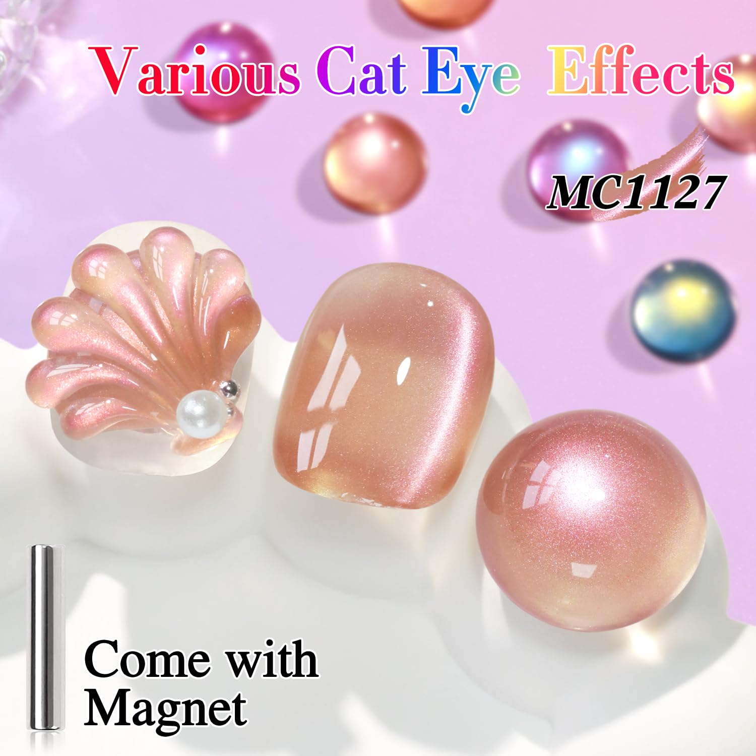 Double Rhythm 15ML Ice Glass Cat Eye Gel Polish with Magnet Holographic Glitter Shimmer Translucent Sheer Color Salon Soak Off Magnetic Nail at Home (Dark Orange-MC1127)-Velvo Beauty