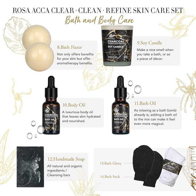 Skin Care Set, 28pcs Body & Facial Kit Gifts for Women & Men includes Face Cream, Bath Oil, Scented Candle, Hyaluronic Acid Face Serum, Facial Skin Care Set, Bath & Body Set, Birthday, Christmas-Velvo Beauty