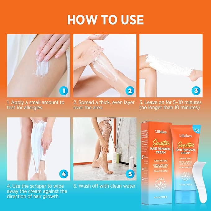 Hair Removal Cream for Women - 5-Minute Painless Depilatory for Sensitive Skin & Bikini Area - Plant-Based, No-Irritation Formula for Legs, Arms & Underarms-Velvo Beauty