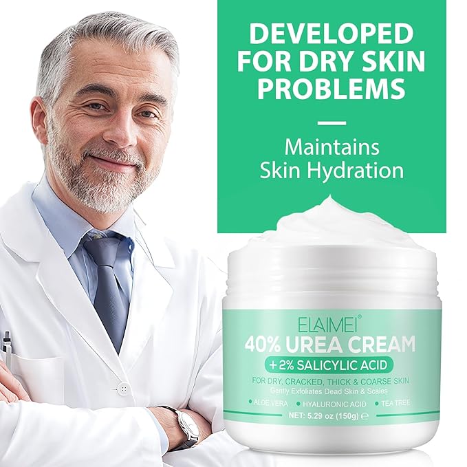 J&H Jasmine&Hyacinth 40% Urea Cream with 2% Salicylic Acid, Aloe, Feet/Heel Cream Moisturizer for Dry Cracked Heel, Knees, Elbows, Hands, Callus Remover, Intensive Hydrating Treatment-5.3 OZ/150 G-Velvo Beauty