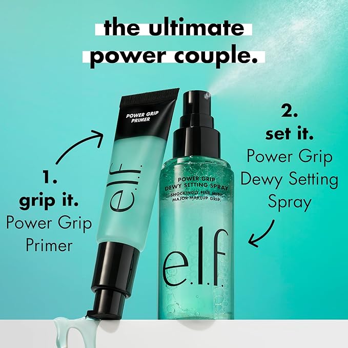 e.l.f. Power Grip Dewy Setting Spray, Ultra Fine Mist Made With Hyaluronic Acid, Grips Makeup For A Hydrated, Dewy Finish, Vegan & Cruelty-Free-Velvo Beauty