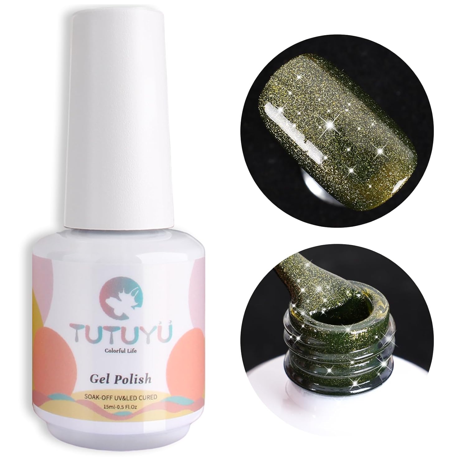Olive Green Color Glitter Gel Nail Polish,15ml UV/LED Soak Off Sparkly Shimmer Green Gel Polish for Manicure Salon or DIY Nail Art at Home,All Seasion Color Gel - GP0114-Velvo Beauty