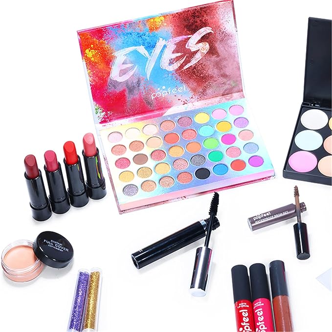 Multi-purpose Makeup Kit All-in-One Makeup Gift Set Colours Mix Eyeshadow Concealer Lip Gloss Pressed Powder and Powder Blusher Cosmetic Makeup Palette Set Kit #092-Velvo Beauty