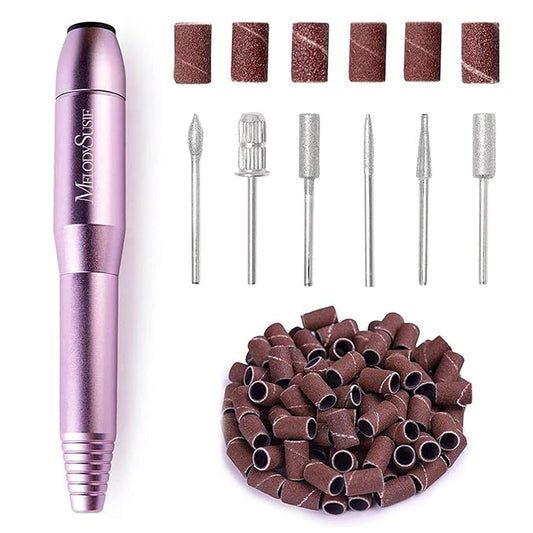 MelodySusie Portable Electric Nail Drill,PC120B Compact Efile Electrical Professional Nail File Kit for Acrylic, Gel Nails, Manicure Pedicure Polishing Shape Tools Design for Home Salon Use, Purple-Velvo Beauty
