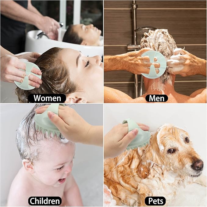 Hair Scalp Massager Shampoo Brush Silicone Scalp Scrubber Head Scrubber Exfoliating Brush - Green-Velvo Beauty