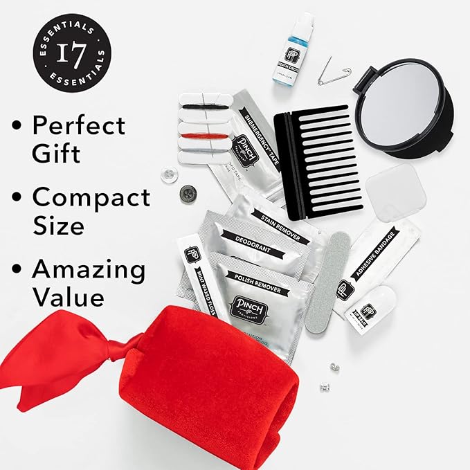 Pinch Provisions Velvet Minimergency Kit, for Her, Includes 17 Must-Have Emergency Essential Items, Compact, Multi-Functional Pouch, Gift for Parties and Birthdays-Velvo Beauty