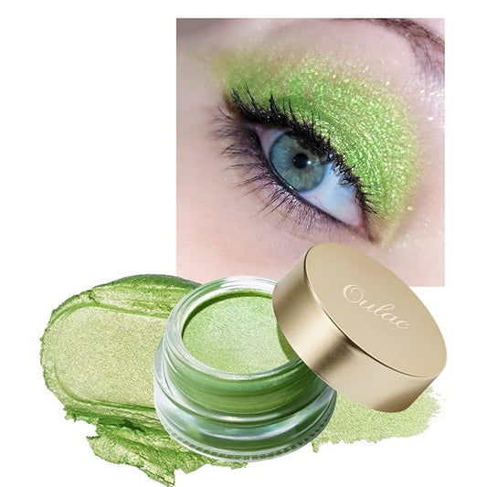 Oulac Lime Green Eyeshadow-Green Glitter Eyeshadow Highly Pigmented Waterproof & Long Lasting for Women with Moisturizing Formula. Multi-use for Highlighter. 6g (15)-Velvo Beauty