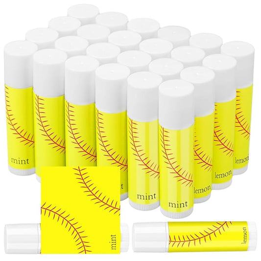 24 Pcs Softball Lip Balm Softball Team Gifts Softball Party Favors Softball Lip Balm Gift for Softball Team Softball Party Guest Supplies-Velvo Beauty