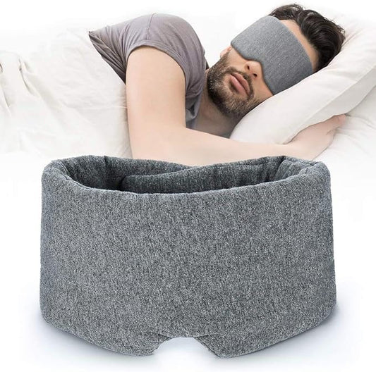 FRESHME Cotton Sleep Eye Mask for Women Men - 100% Blocking Light Travel Blindfold, Soft Zero Pressure Grey Eyes Cover with Adjustable Velcro Strap for Side Sleeper Night Sleeping, Work Nap and Yoga-Velvo Beauty
