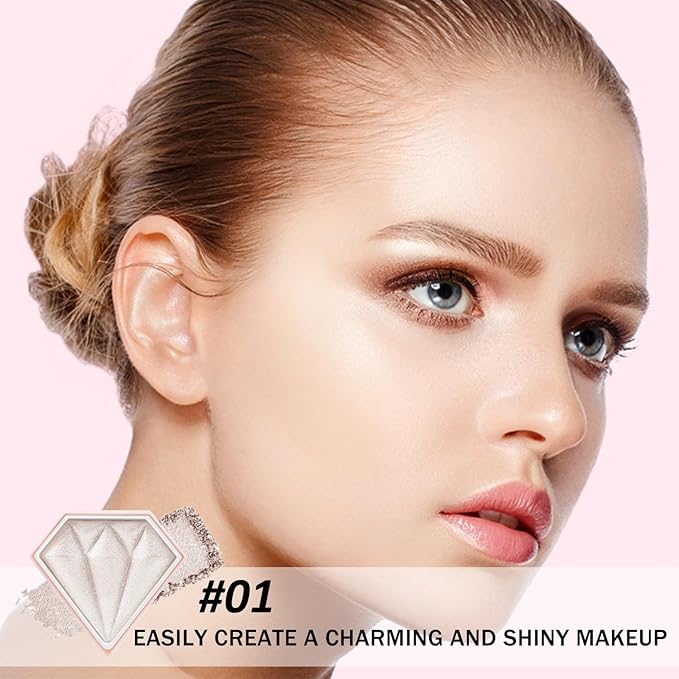 Boobeen Highlighter Makeup Palette, Baked Highlighter Bronzer Powder Palette, Shimmer Illuminator Contour Highlighter Powder for Face, Pearl Shine Shades Waterproof Long Lasting-Velvo Beauty