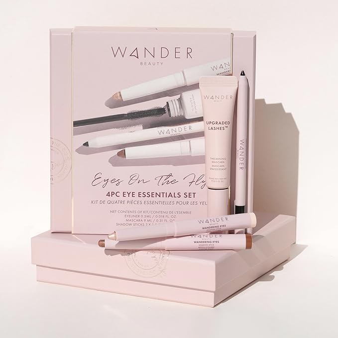 Wander Beauty Eyes on the Fly - 4 Piece Beauty Gift Set - Includes Skyliner, Upgraded Lashes Thickening Mascara, & 2 Wandering Eyes Cream Eyeshadow Sticks - Cruelty Free Natural Beauty Gifts-Velvo Beauty