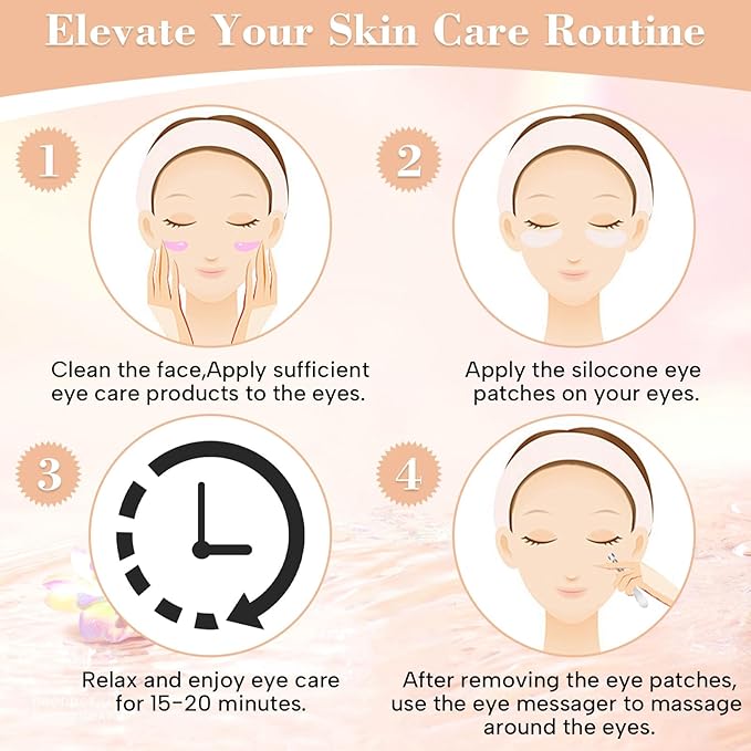 Reusable Silicone Eye Patches Mask Reduce Dark Circles Puffiness or Tired Eyes, 2 Refills Reusable Under Eye Patches for Adults Skincare Eye Treatment with Metal Eye Cream Applicator-Velvo Beauty