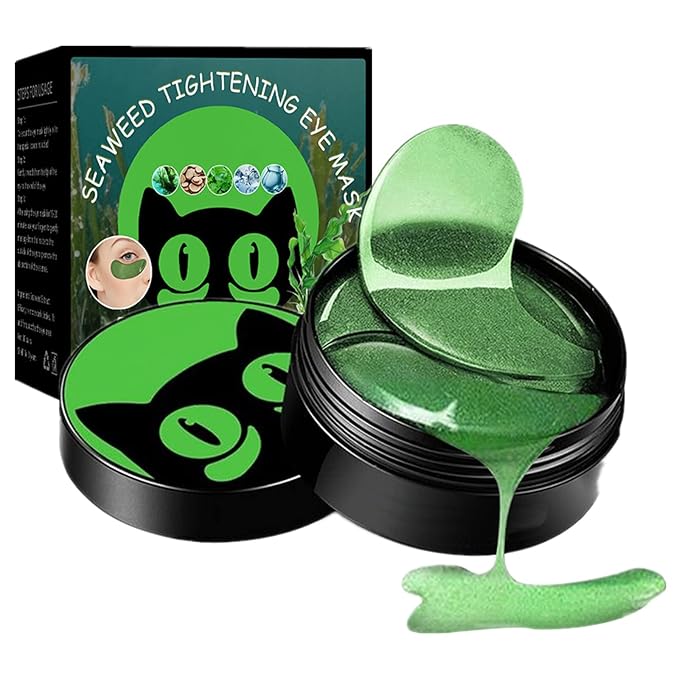 Seaweed Eye Mask, Under Eye Patches with Collagen & Hyaluronic Acid, Seaweed Eye Tightening Mask, Green Eye Gel Pads for Puffiness, Wrinkles, Dark Circles and Bags Under Eyes - 30 Pairs-Velvo Beauty