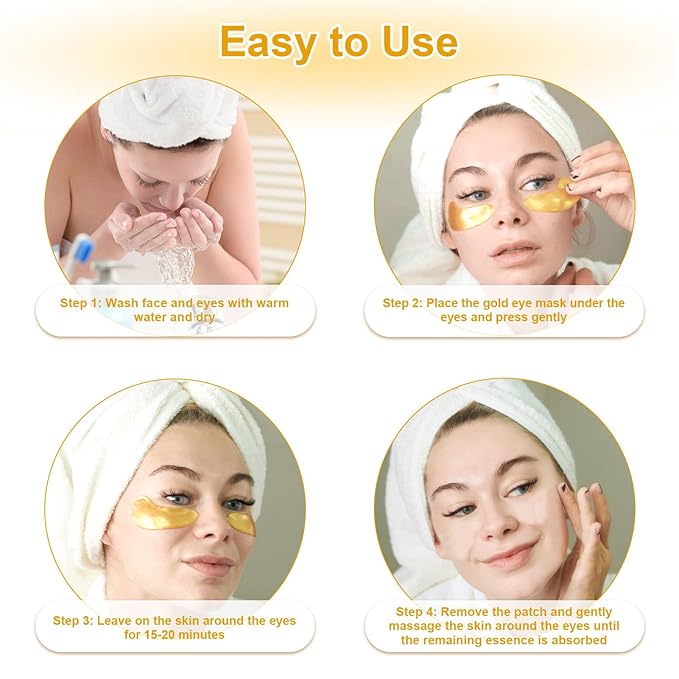 Under Eye Patches, 20pcs Eye Masks for Dark Circles and Puffiness Wrinkles with Collagen Hydrating 24k Gold Eye Patches for Eye Bags Around The Eyes Skincare Treatment-Velvo Beauty