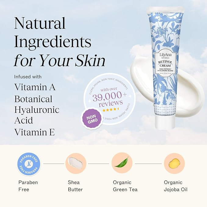 LilyAna Naturals Anti Aging Retinol Face Cream for Women – Wrinkle & Neck Cream for Firming, Retinol Moisturizer for Face with Hyaluronic Acid, Hydrating Night Cream for Fine Lines, Collagen Boost-Velvo Beauty