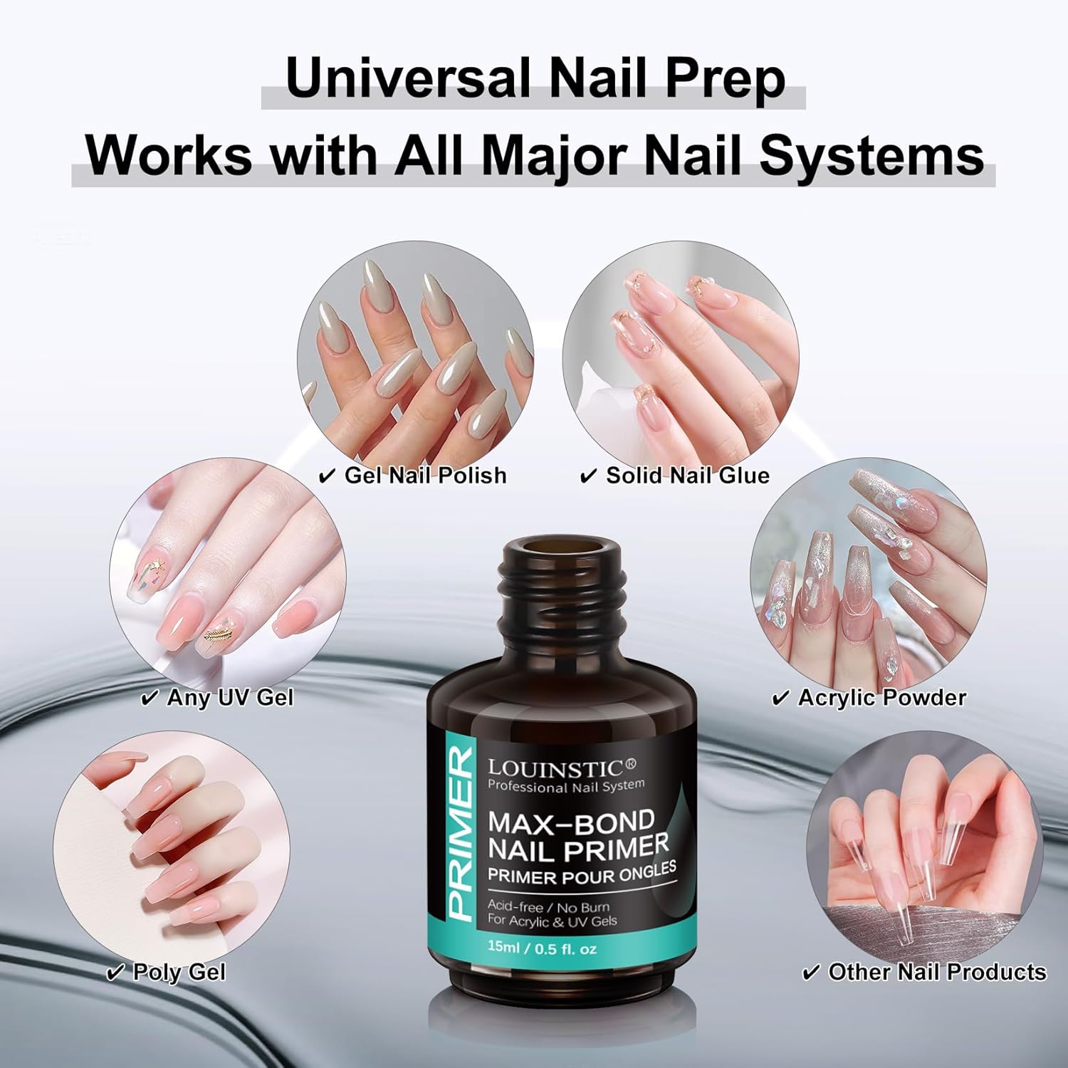 Professional Acid-Free Nail Primer, Fast-Drying Nail Bond for UV Gel Nails, Acrylic, Gel Polish. No Lift, Long-Lasting Adhesion, Salon & DIY Manicure Set, 15ml-Velvo Beauty