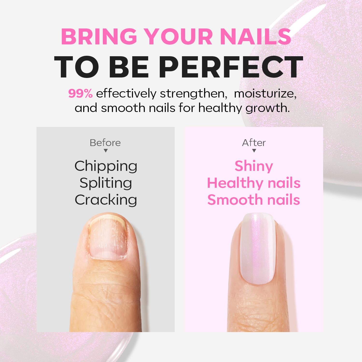 modelones Nail Strengthener Pearl Pink Nail Strengthener and Growth White Nail Polish for Thin Weak & Damaged Nail Repair for Damaged Nails Hardener 15ml-Velvo Beauty