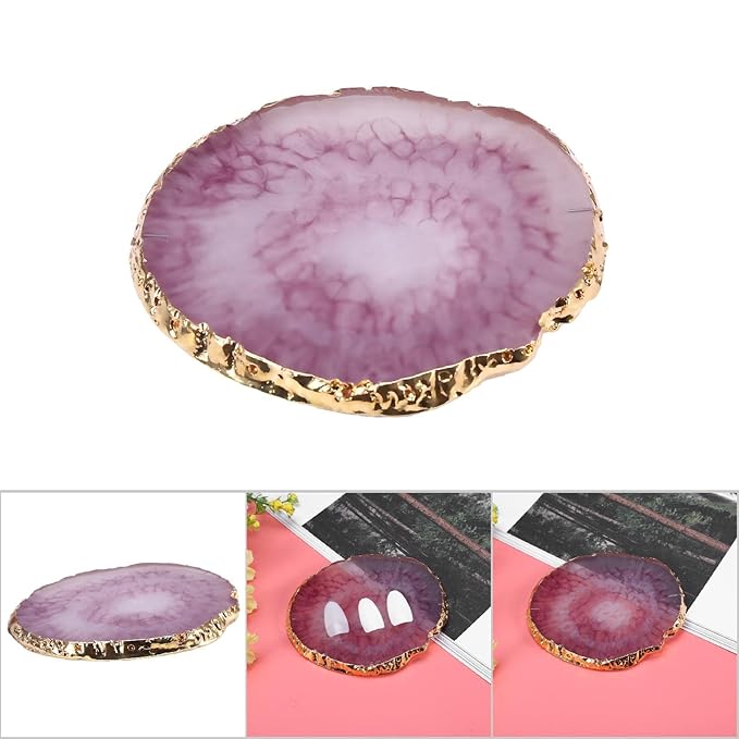 Nail Art Palette, Natural Resin Stone Nail Art Palette for Painting Placing Things Making Nail(Rose red)-Velvo Beauty