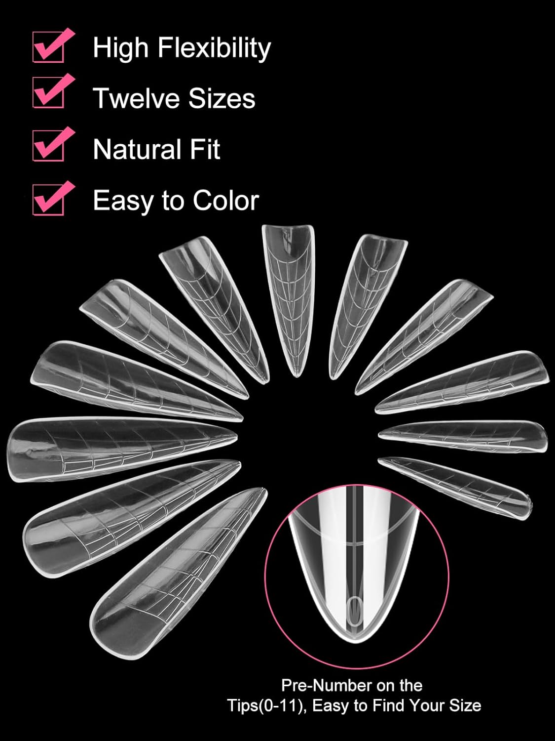 EBANKU Dual Nail Forms for Poly Extension Gel, 288 PCS Nail Forms Reusable Acrylic Nail Molds Sets, 12 Sizes Nail Extension Forms for Builder Gel Manicure Nail Art Design Salon DIY-Velvo Beauty