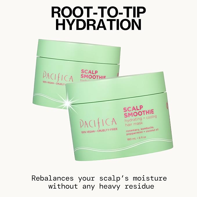 Pacifica Scalp Smoothie Hydrating Scalp Treatment & Leave-On Hair Mask, Cooling Relief for Dry, Flaky, Itchy Scalp & Thinning Hair, Vegan & Cruelty-Free, 6 fl oz-Velvo Beauty