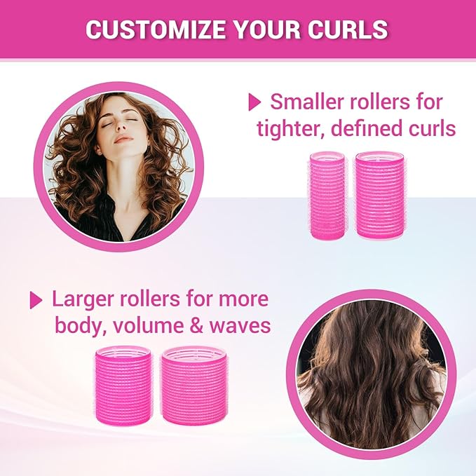 Rollers Hair Curlers 49 Pcs Set with 24Pcs Self Grip Hair Rollers 4 Sizes and 24 Pcs Hair Clips for Blowout Look Long Medium Short Thick Hair Volume-Velvo Beauty