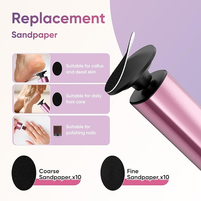 Electric Foot Callus Remover, 2in1 Rechargeable Foot File Callus Remover for Feet, 9 Speeds Foot Scrubber Dead Skin Pedicure Tools for Feet Heel Scraper for Cracked Heels with Sandpaper Discs-Velvo Beauty