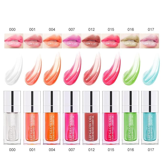 Hydrating Lip Glow Oil, Lip Oil Gloss Transparent Toot Tinted Nourishing Long Lasting Repairing Lightening Lip Lines (CLEAR) 0.2 OZ-Velvo Beauty