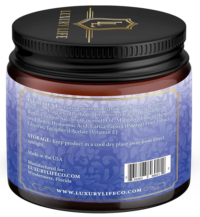 LUXURY LIFE Bed Butter - Irresistibly Fragranced Mood-Enticing Butter Infused with Hyaluronic Acid. Extra Rich Calming Nighttime Moisturizer for Sensual Stimulating Experience (Island Passion, 8 oz)-Velvo Beauty