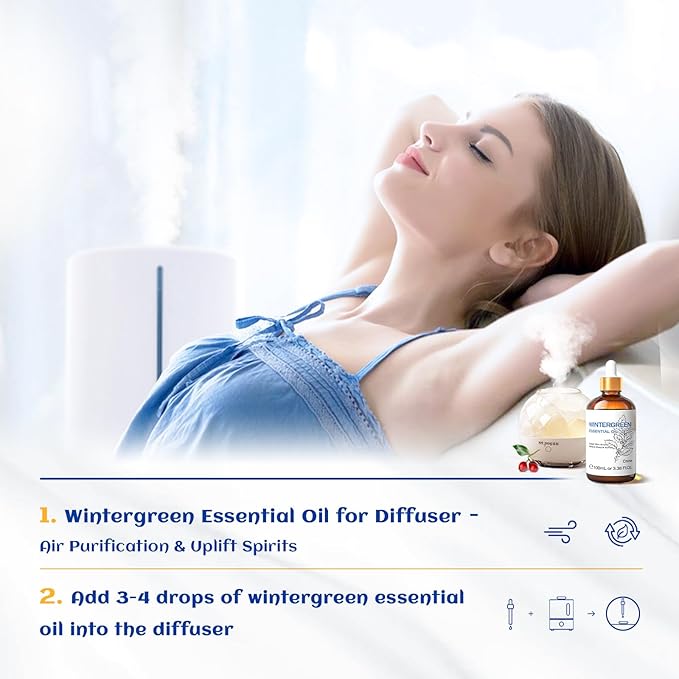 HIQILI Wintergreen Essential Oil,100% Pure Natural,for Diffuser-Inhalation Therapy - 3.38 Fl Oz-Velvo Beauty