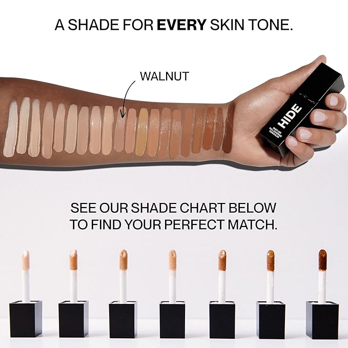 HIDE Liquid Concealer, 0.5 fl. oz. - Medium to Full Coverage Matte Concealer for Acne, Blemishes, Under Eye Dark Circles & Hyperpigmentation, Oil Free Concealer, Color For All Skin Tones (Walnut)-Velvo Beauty