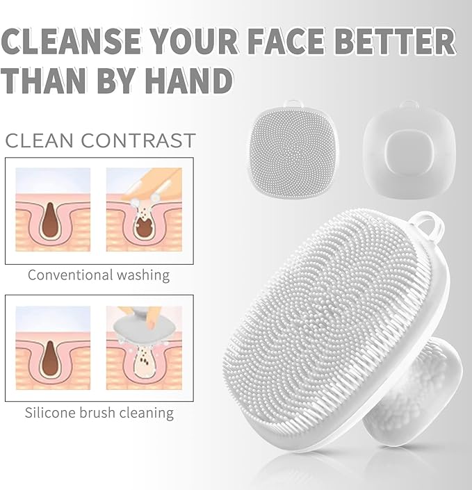 VWMYQ Silicone Face Scrubber for Men Facial Cleansing Brush Silicone Face Wash Brush Manual Waterproof Cleansing Skin Care Face Brushes for Cleansing and Exfoliating (White)-Velvo Beauty