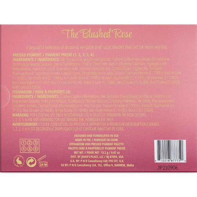 Juvia's Place Palette Blushed Rose - Rosy, Pinks, Rose-Gold, Shades of 6, Professional Eye Makeup, Pigmented Makeup Palette-Velvo Beauty