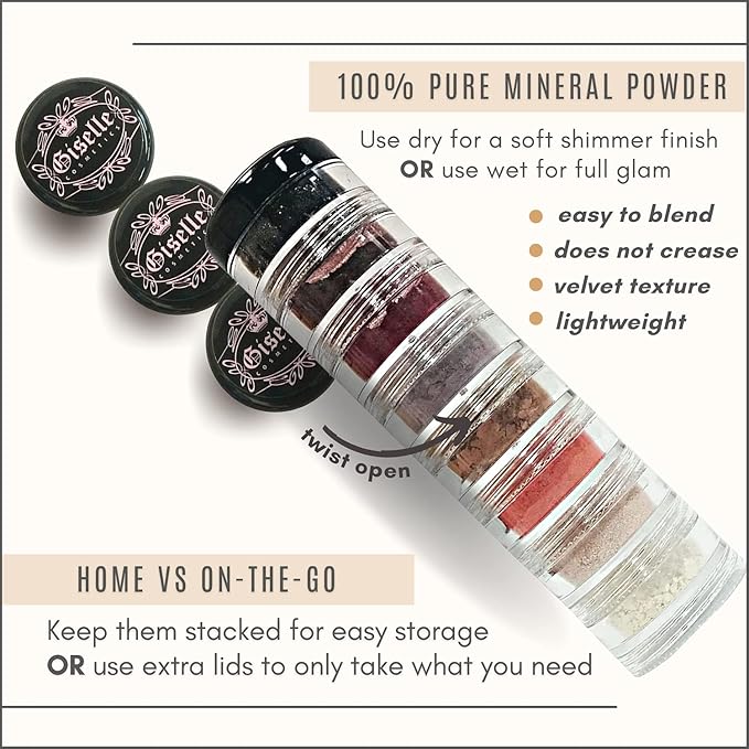 Brown Eyed Girl Loose Mineral Eye Shadow Makeup - Organic, Non-Toxic Glitter Eyeshadow, Loose Powder, Nude Eyeshadow Palette, Copper, Black Shimmer, Light Pink, Bronze-Velvo Beauty