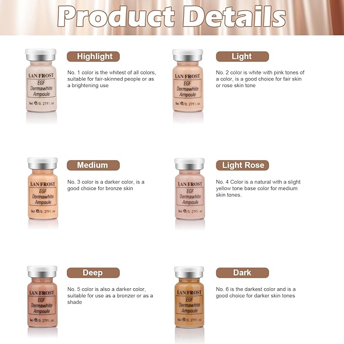 BB Facial Glow Serum Starter Kit Hyaluronic Acid Essence Foundation Skin Care Kit 0.27oz 12 Vials, Combined With Niacinamide and Peptides To Brighten Skin Tone Anti-Aging Foundation 6-Color Mix Pack-Velvo Beauty
