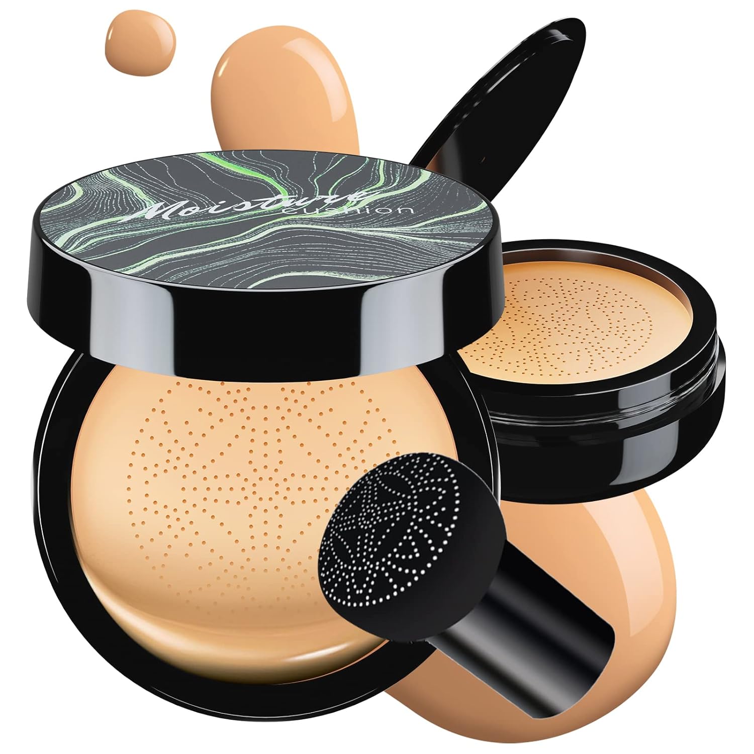 Mushroom Head Air Cushion CC Cream - BB Cream Foundation Makeup Moisturizing Concealer Long-Lasting, Cushion Foundation Full Coverage Self Adjusting for Mature Skin & All Skin Types (Buff Beige)-Velvo Beauty