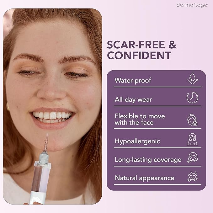 Dermaflage Scar Filler Kit - Deep - Deep Scar Cover and Waterproof Concealer for Acne Scars Wrinkles, and Ice Pick Scars Makeup, 1 mo supply-Velvo Beauty