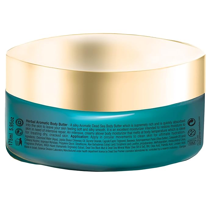 Premier Dead Sea Aromatic Body Butter – Herbal, Hydrating Shea Body Butter for Women & Men, Moisturizing, Firming & Anti-Aging Cream for Dry Skin, Hand & Body, 5.95 Fl.oz-Velvo Beauty
