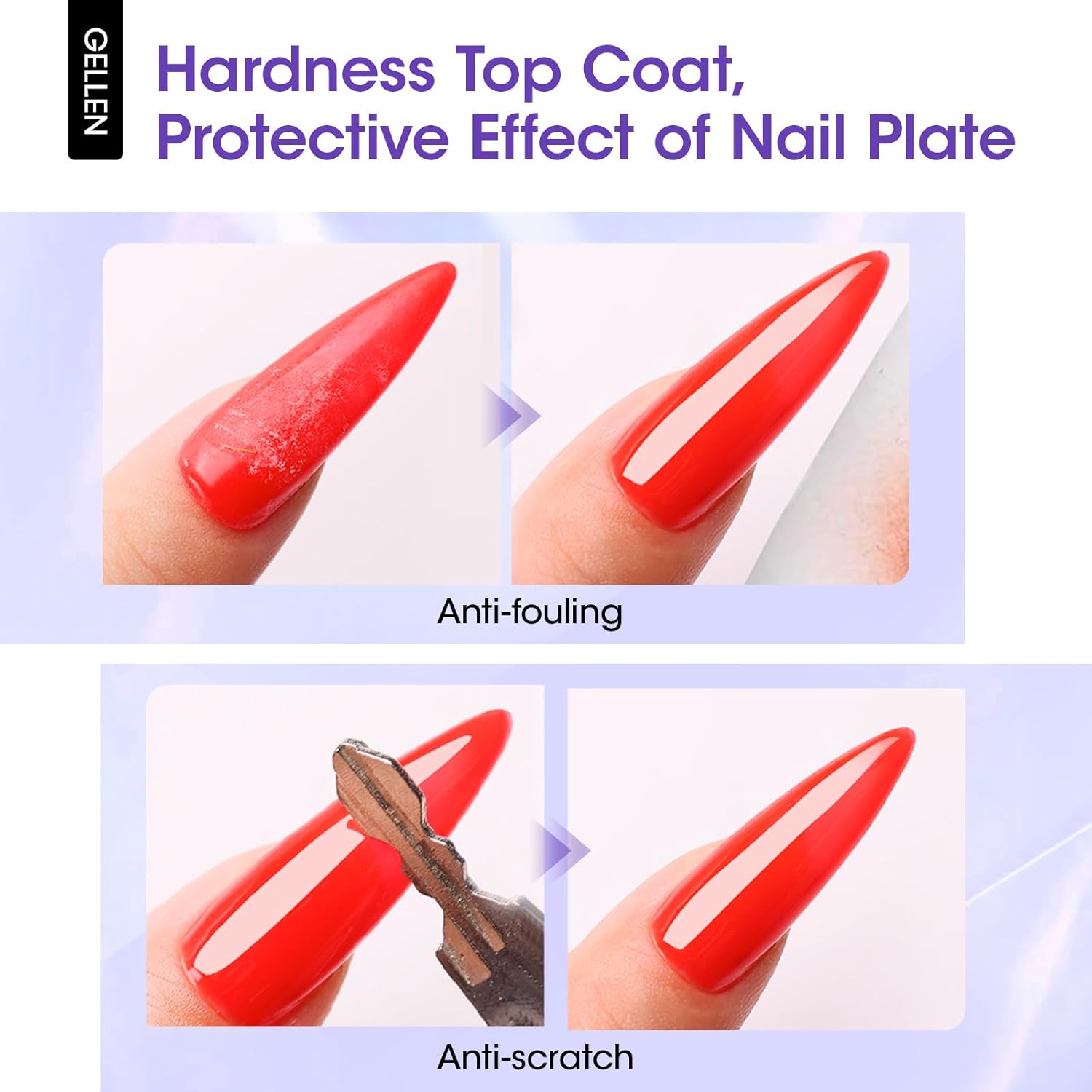 GELLEN Gel Top Coat, 18ml Matte Top Coat Gel & Glossy Top Coat Nail Polish Anti-scratch, Soak Off UV, No Wipe Clear Nail Polish, Super Glossy, DIY at Home Manicure Gifts-Velvo Beauty