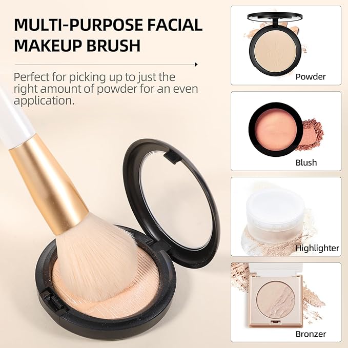 DUcare Powder Brush - Fluffy Large Makeup Brush With Soft Synthetic Bristles For Quick Makeup Setting and Blush for Flawless Application-Velvo Beauty