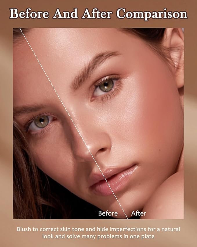 Matte Blush Powder Palette-2Colors Cruelty-Free Buildable Facial Cheek Blusher Pressed Powder Light Luxury Blush Contour Palette for Face,Longlasting Makeup Palette,Valentine's Day Gift for Women-04-Velvo Beauty