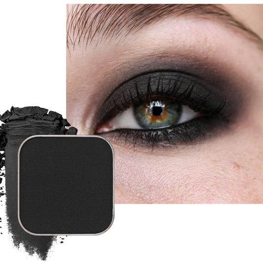 Magnetic Single Matte Eyeshadow with Metal Pan, Eyeliner Powder for Cat Eye Smoky Makeup, Eyeshadow Refill, Black Pan, for DIY Empty Magnetic Palette (Midnight Noir)-Velvo Beauty
