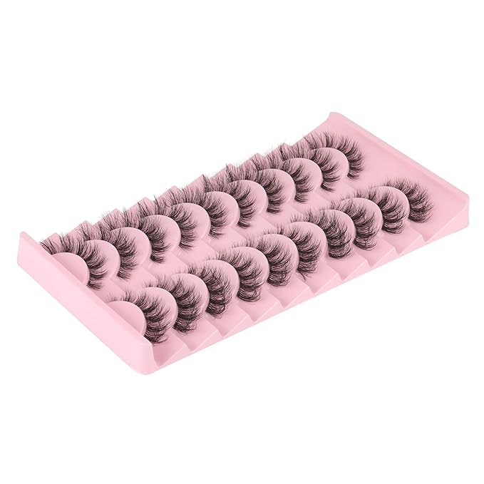 FANXITON Mink Lashes with Clear Band 15 MM 10 Pairs Cat-Eye Lashes Natural Look False Eyelashes Pack Wispy Eyelashes 3D Faux Mink Eyelashes-Velvo Beauty