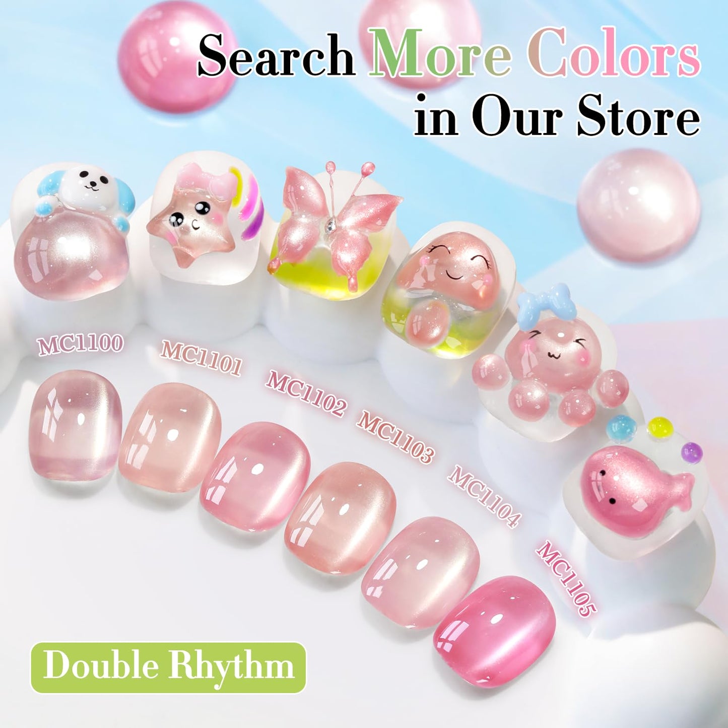 Double Rhythm Jelly Glass Cat Eye Gel Polish with Magnet 15ML Holographic Glitter Shimmer Translucent Sheer Color Magnetic Nail Polish Salon DIY at Home (Jelly Pale Purple-MC1100)-Velvo Beauty