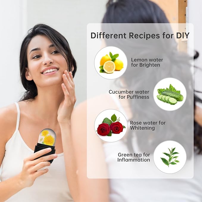 Ice Roller for Face and Eye, Ice Face Roller, Ice Roller Skin Care Tools Gifts for Women , Silicone Ice Mold for Beauty(Black)-Velvo Beauty