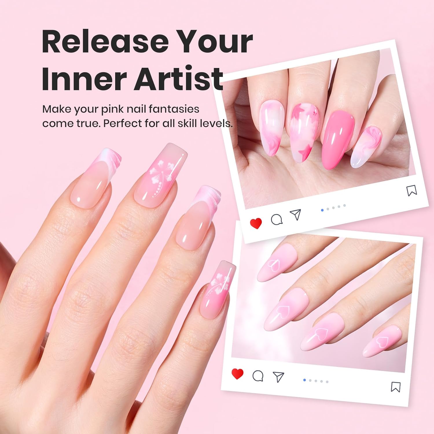 Beetles Nail Art Brushes, 6 Pcs Fingernail Art Design Pens, Pink Handle French Tip Ombre Clean Up Nail Brush Set for Gel Polish with Palette DIY Manicure Tools Gift for Women-Velvo Beauty