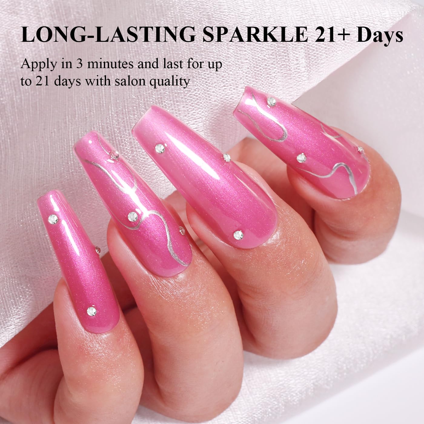 Imtiti Glitter Gel Nail Polish, Rose Pink Pearl Glitter Nail Gel Polish Diamond Shimmer Sparkle Soak Off UV LED Spring Summer Manicure 10ML-Velvo Beauty