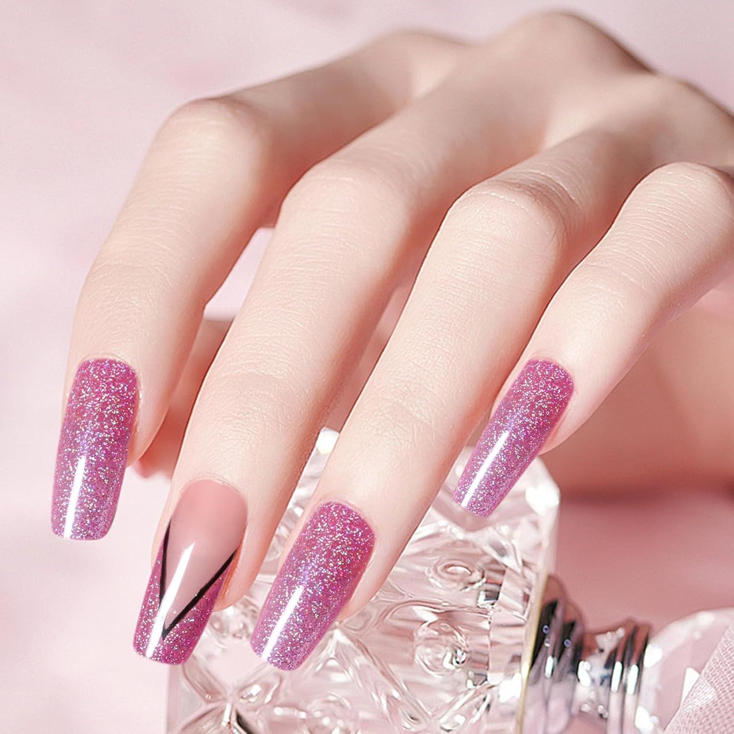 Major Dijit Quick Dry Nail Polish Glitter VioletRed Summer Nail Lacquer for Nail Art Regular Nail Polish 0.41 fl oz.-Velvo Beauty