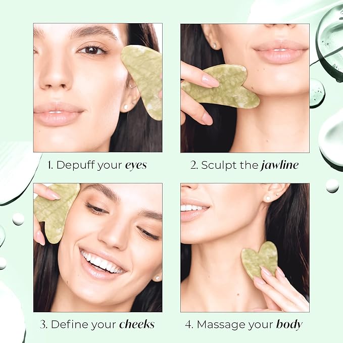 PLANTIFIQUE Gua Sha Facial Tools | Gifts | Massage Tool | Jawline Sculptor | Face Sculpting Tool for Your Skin Care Routine | Jade Guasha-Velvo Beauty