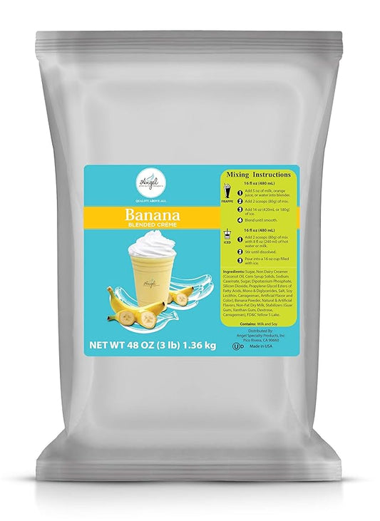 Angel Specialty Products, Blended Smoothie, Frappe Powder Mix, Banana [3 LB] [34 Servings]-Velvo Beauty